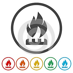 Natural Gas Ring icon, color set