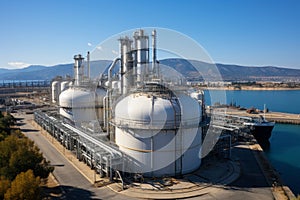 Natural gas storage tanks, gas transport system, AI Generated