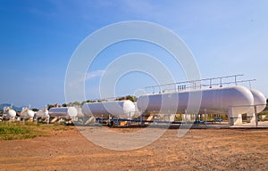 Natural Gas storage tanks in industrial plant.