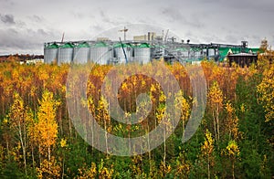 Natural Gas storage tanks and oil tank in industrial plant.