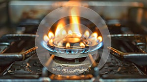 A natural gas stove provides efficient and consistent heat for cooking meals photo
