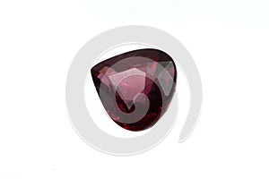 Natural gemstone rhodolite garnet isolated on white background