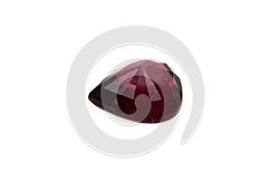 Natural gemstone rhodolite garnet isolated on white background