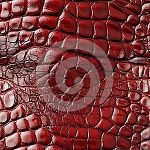 natural genuine crocodile leather skin texture with seamless pattern on red background