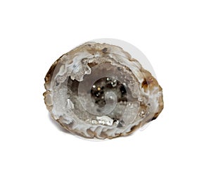 Natural geode agate stone on a white background