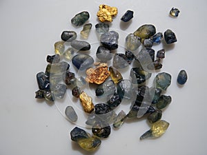 Natural gold nuggets & Sapphires