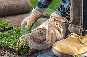 Natural Grass Turfs Installation Close Up