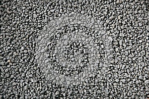 Natural Gray Granite Chippings, Macadam, Rubble or Crushed Stones Background Top View
