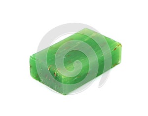 Natural green herbal soap isolated on white background