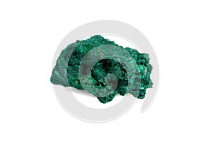 natural green malachite rough gem stone on the white background