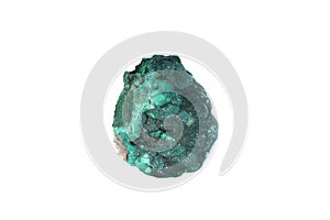 natural green malachite rough gem stone on the white background