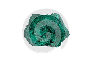 natural green malachite rough gem stone on the white background