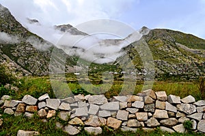 Natural Green Scenery background in Himachal Pradesh, India at the foothills of Himalaya