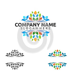 Natural green tree of ecology leaf logo template