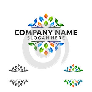 Natural green tree of ecology leaf logo template