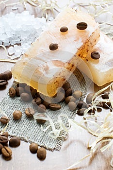 Natural hand-made soap, bath salt and coffee beans