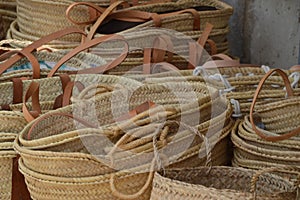 Natural handmade carrycote or beach bag or shopping basket photo