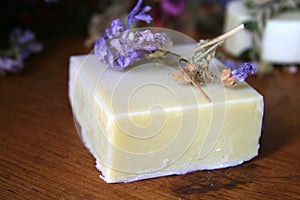 Natural Handmade Countryside Soap with Milk and dried medicinal Flowers from the Fields photo