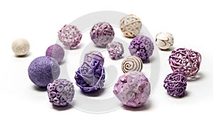 Natural handmade decorative balls of various shapes