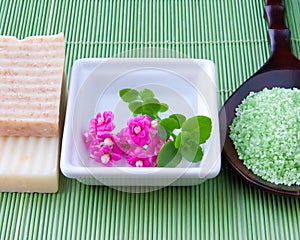 Natural handmade soap and bath salt for spa