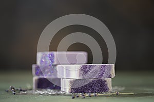 Natural handmade soap with lavender flowers. Aromatic Natural Soap