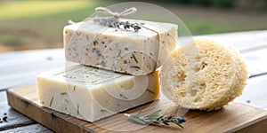 Natural Handmade Soap and Organic Sponge photo