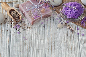 Natural handmade soaps with sea salt, coffee beans, sea star and