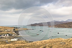 Natural harbour at Aird Asaig on the Isle of Harris in Scotland.