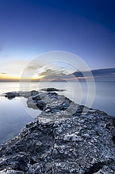 Natural headland, stretching out into the sea