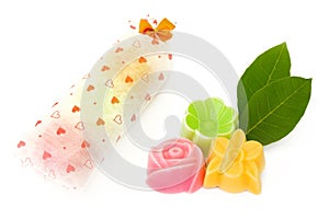 Natural herb soaps isolate on a white background