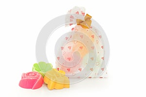 Natural herb soaps isolate on a white background