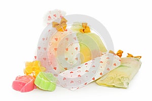 Natural herb soaps isolate on a white background