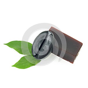 Natural herb soaps isolate on a white background. Coffee pulp an