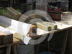 Natural herbal soap making process , handmade cosmetic production soap