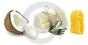 Natural herbal soaps with coconut, olive and honey