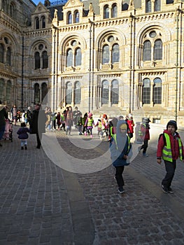 Natural history museum, London. Children organised tour.