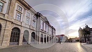 Natural History Museum of Porto University building in Gomes Teixeira Square timelapse . Porto, Portugal.