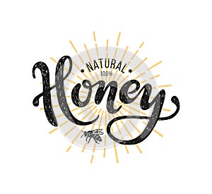 Natural honey Lettering. Label
