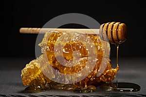 Natural Honeycombs with Honey Dripper photo