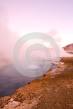 Natural hot spring pool at an altitude of 4300m, El Tatio Geysers, Atacama desert photo