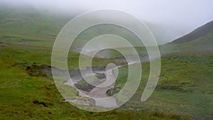 Natural Hot Spring Reykjadalur River Iceland Steaming Fog