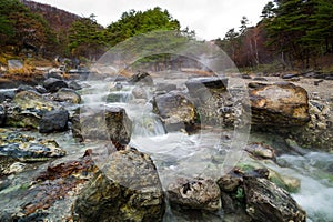 Natural Hot spring river in Japan photo