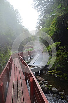 Natural hot springs of Termas Geometricas, Panguipulli, Los RÃ­os Region, Chile