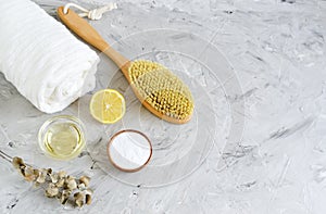 Natural Ingredients for Homemade Body Sea Salt Scrub Lemon Olive Oil