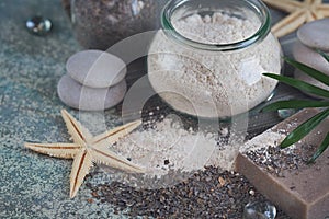 Natural ingredients for homemade facial and body mask or scrub