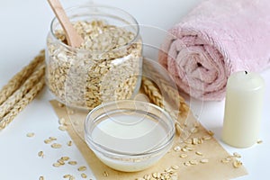 Natural Ingredients for Homemade Oat Body Face Milk Scrub