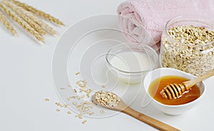 Natural Ingredients for Homemade Oat Body Face Milk Scrub