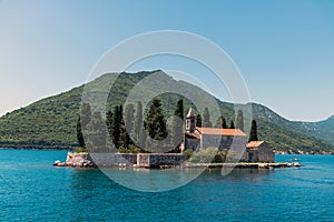 Natural islet with Saint George Benedictine monastery. Kotor Bay. Montenegro