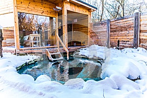 Natural jacuzzi outdoors at winte