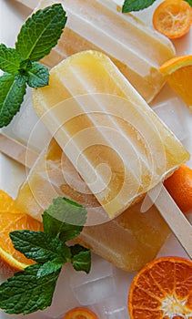 Natural juicy orange popsicles